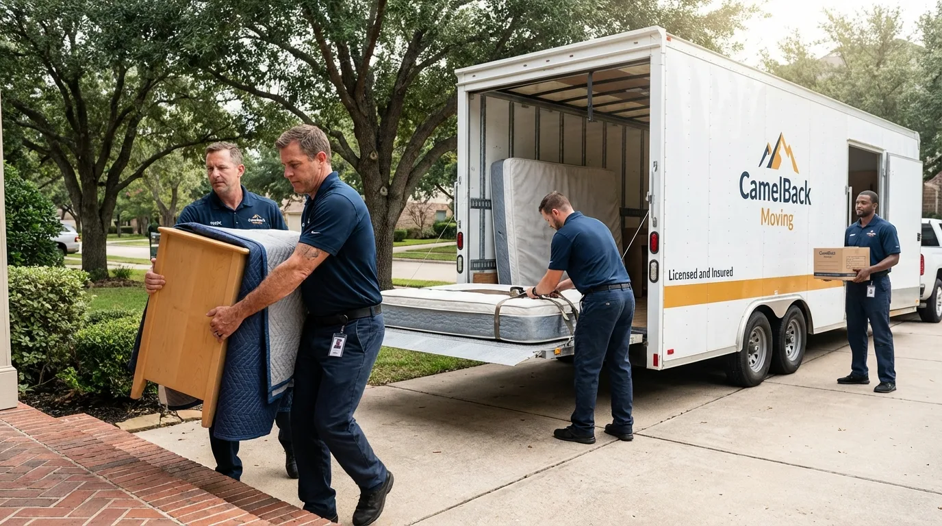 Crew loading residential truck for cross-state move from Homerville, GA
