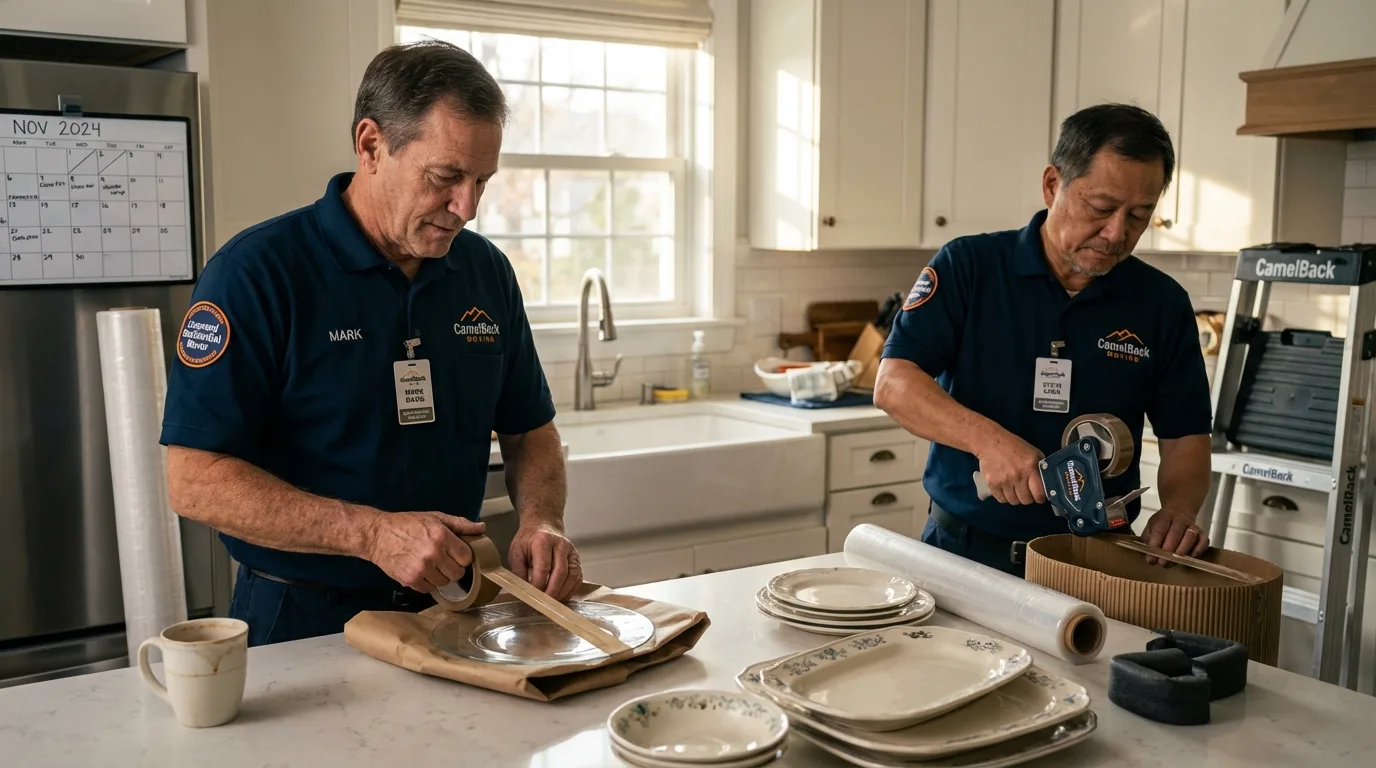 Professional crew packing kitchen dishware in Homerville, GA
